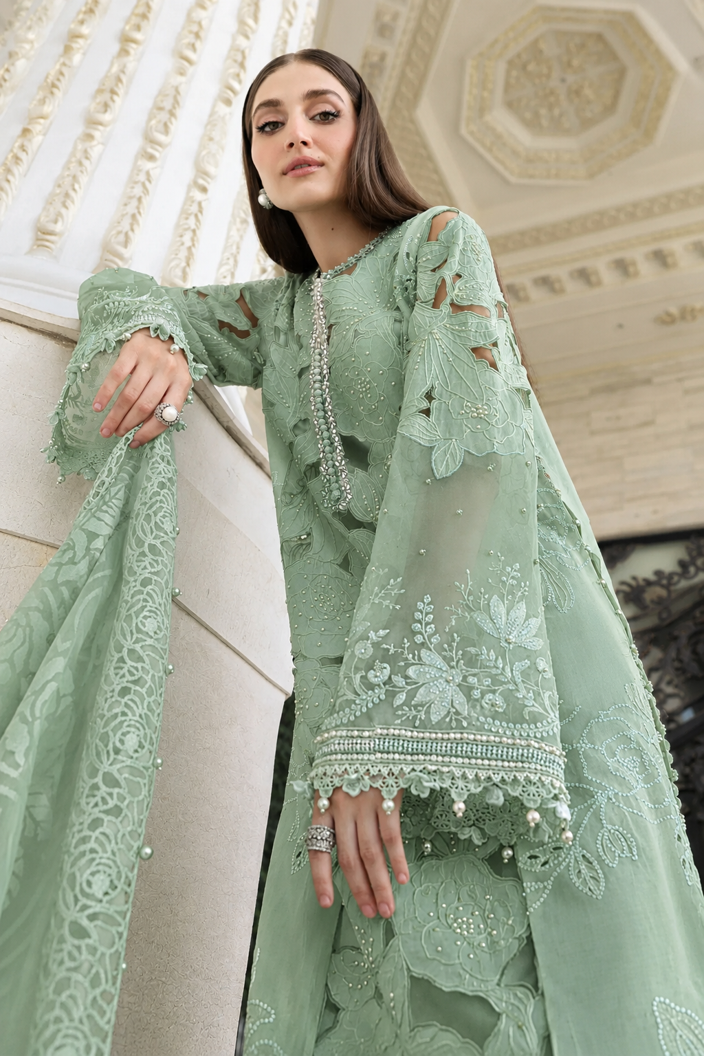 (Maria.B) SEE GREEN Unstitched Dhanak 3pcs B#007
