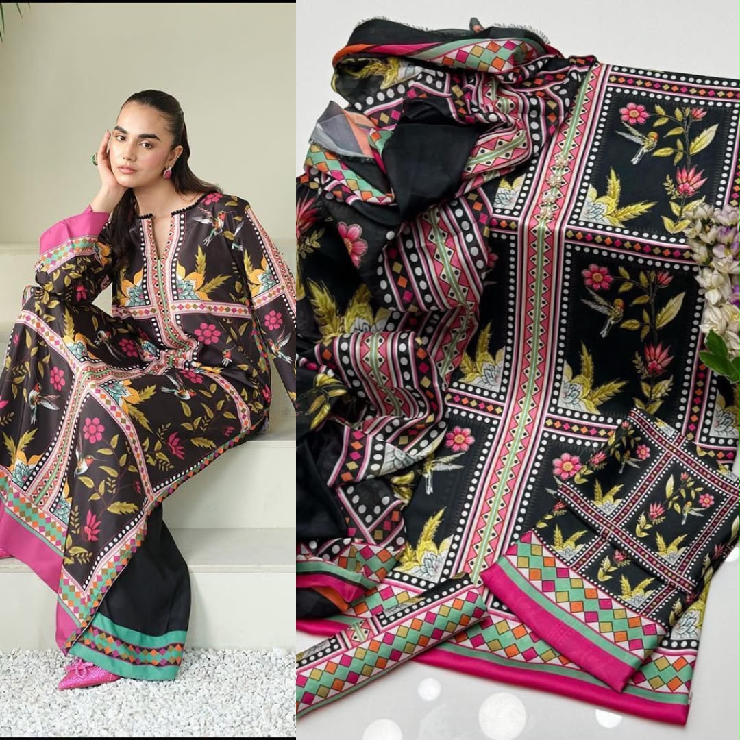New Deigns printed Silk 3piecs suits latest premium edition summer collections-038