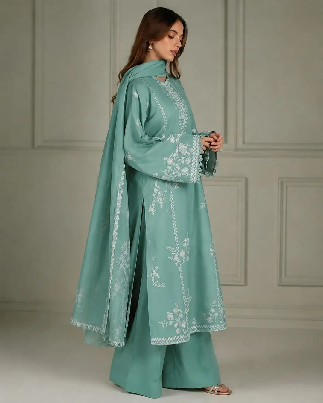 WINTER DHANAK UNSTITCHED-CROSS STITCH HB#036