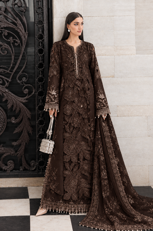 (Maria.B) BROWN Unstitched Dhanak 3pcs B#007
