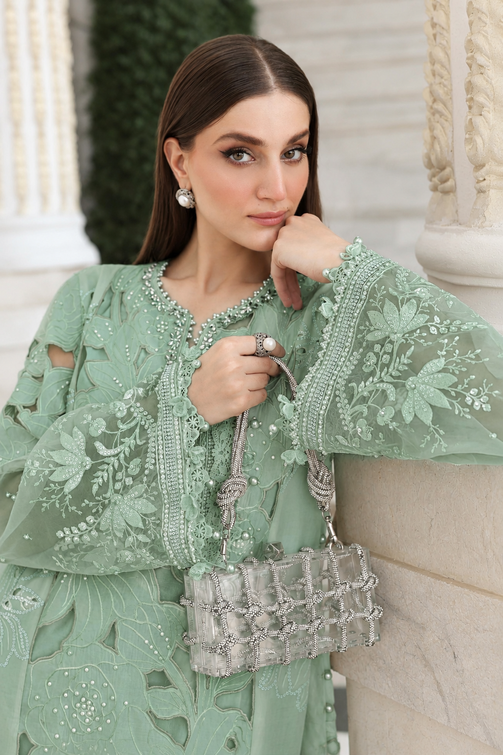 (Maria.B) SEE GREEN Unstitched Dhanak 3pcs B#007