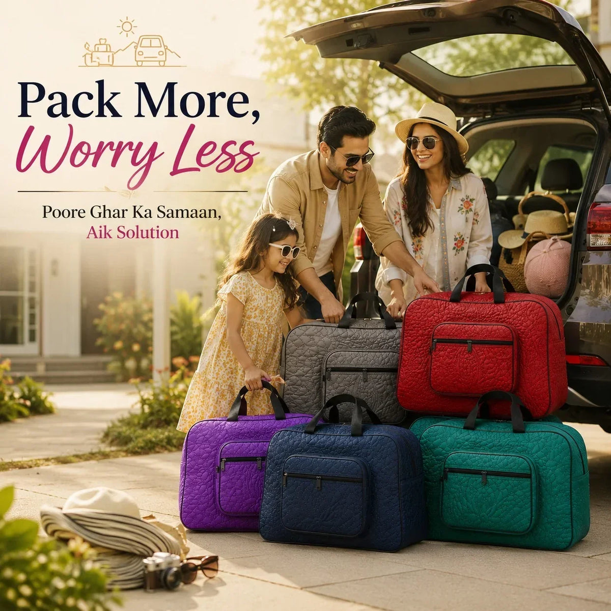 Signature Carry Ease Quilted Bag - Storage & Travelling Bag [Black]