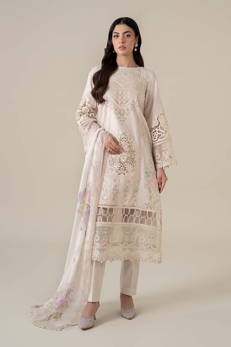 OFF WHITE  MARIA.B Unstitched Dhanak 3pcs B#014