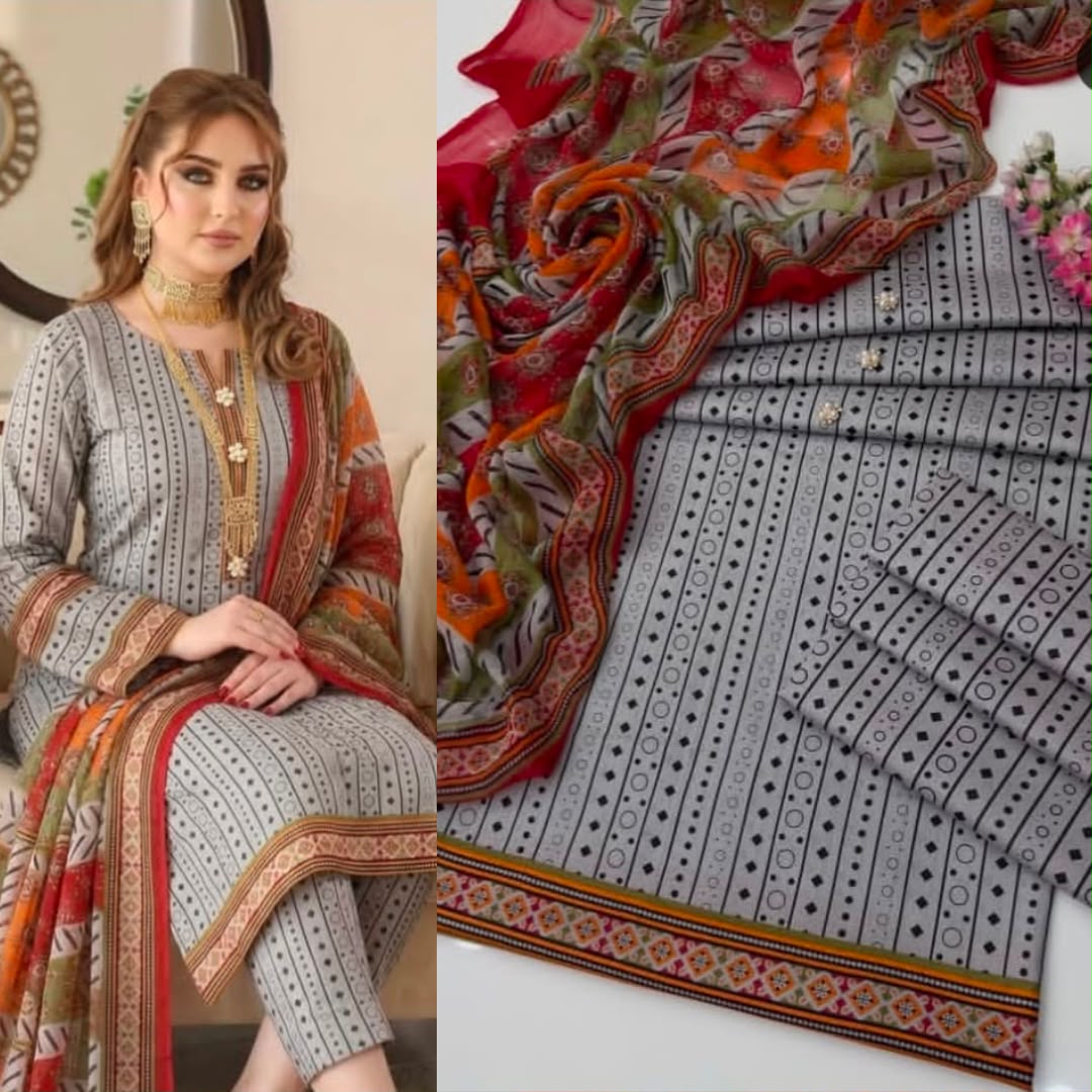 New Deigns printed Silk 3piecs suits latest premium edition summer collections-004
