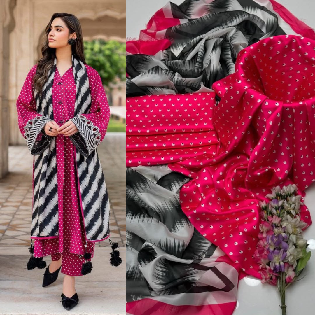 New Deigns printed Silk 3piecs suits latest premium edition summer collections-005