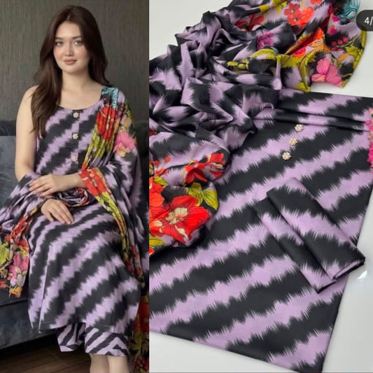 New Deigns printed Silk 3piecs suits latest premium edition summer collections-006