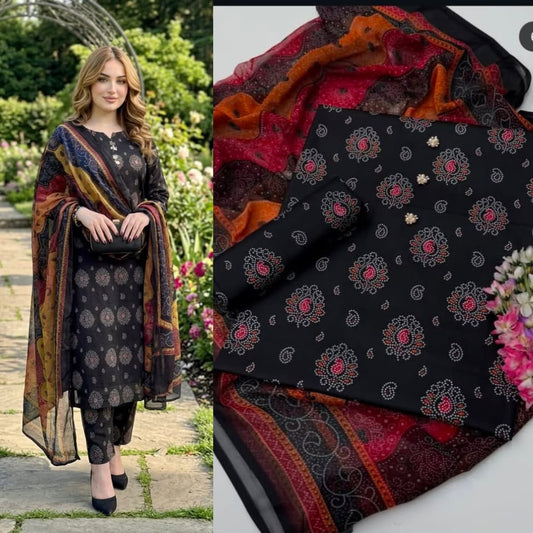New Deigns printed Silk 3piecs suits latest premium edition summer collections-016