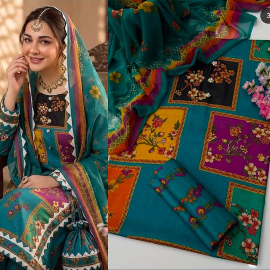 New Deigns printed Silk 3piecs suits latest premium edition summer collections-031
