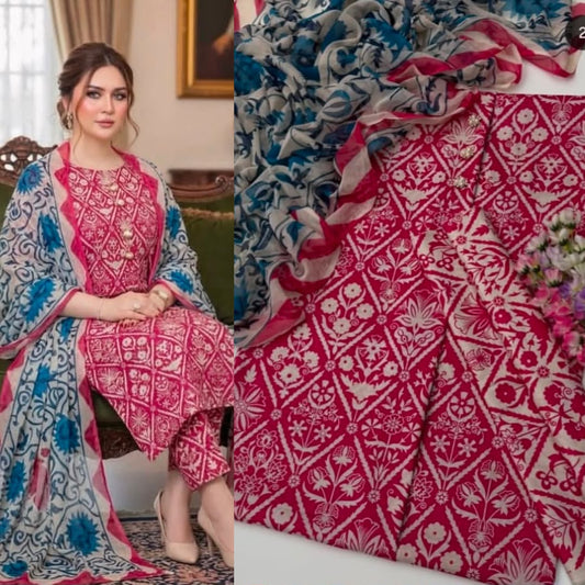New Deigns printed Silk 3piecs suits latest premium edition summer collections-032
